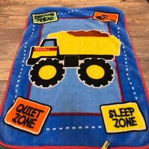 Tonka Dump‎ Truck Fleece Throw Blanket Blue Yellow Sleep Zone Kids Toddler 31x43